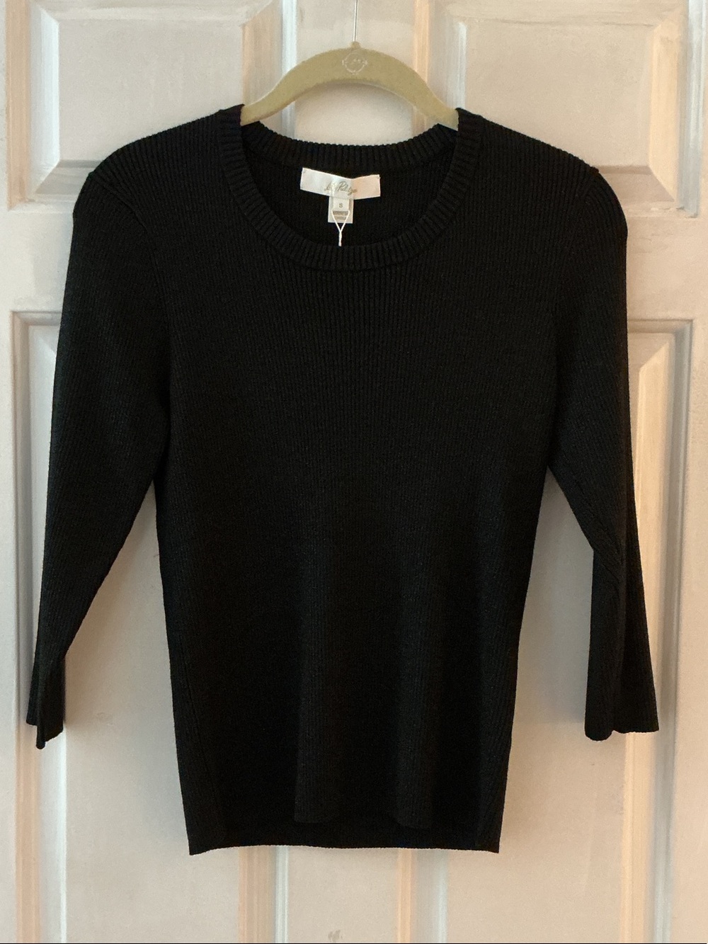 Lilly Pulitzer Black Metallic Ribbed ESLI 3/4 Sleeve Sweater NWT S
